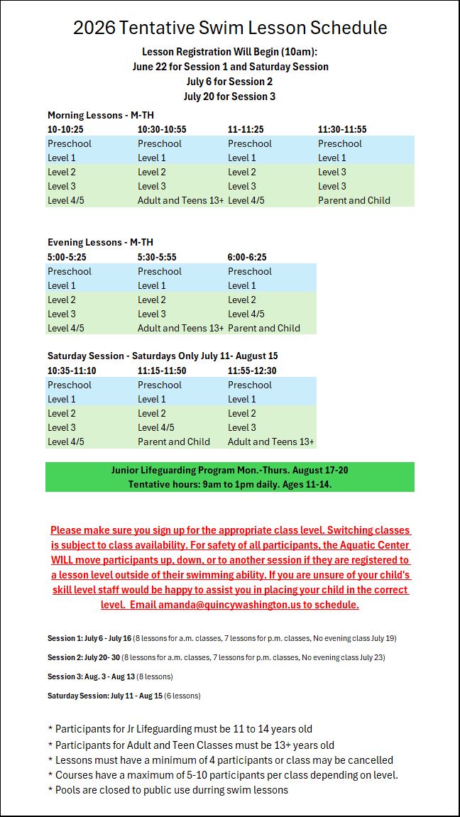 DRAFT Lesson Schedule